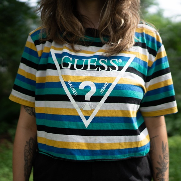 Authentic GUESS crop striped tee - Picture 7 of 7